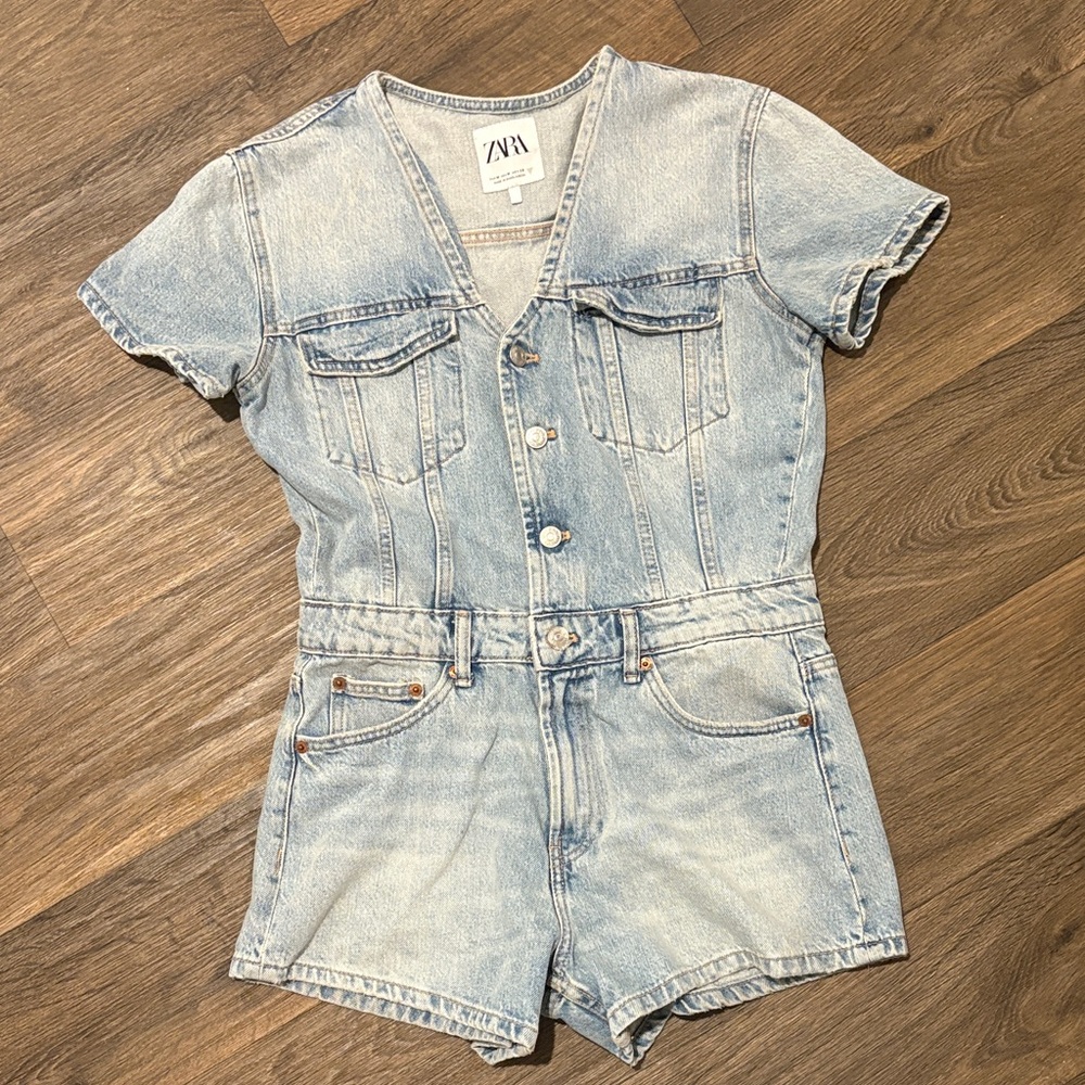 Zara Women’s  Denim Blue Romper